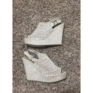 Peep toe wedges